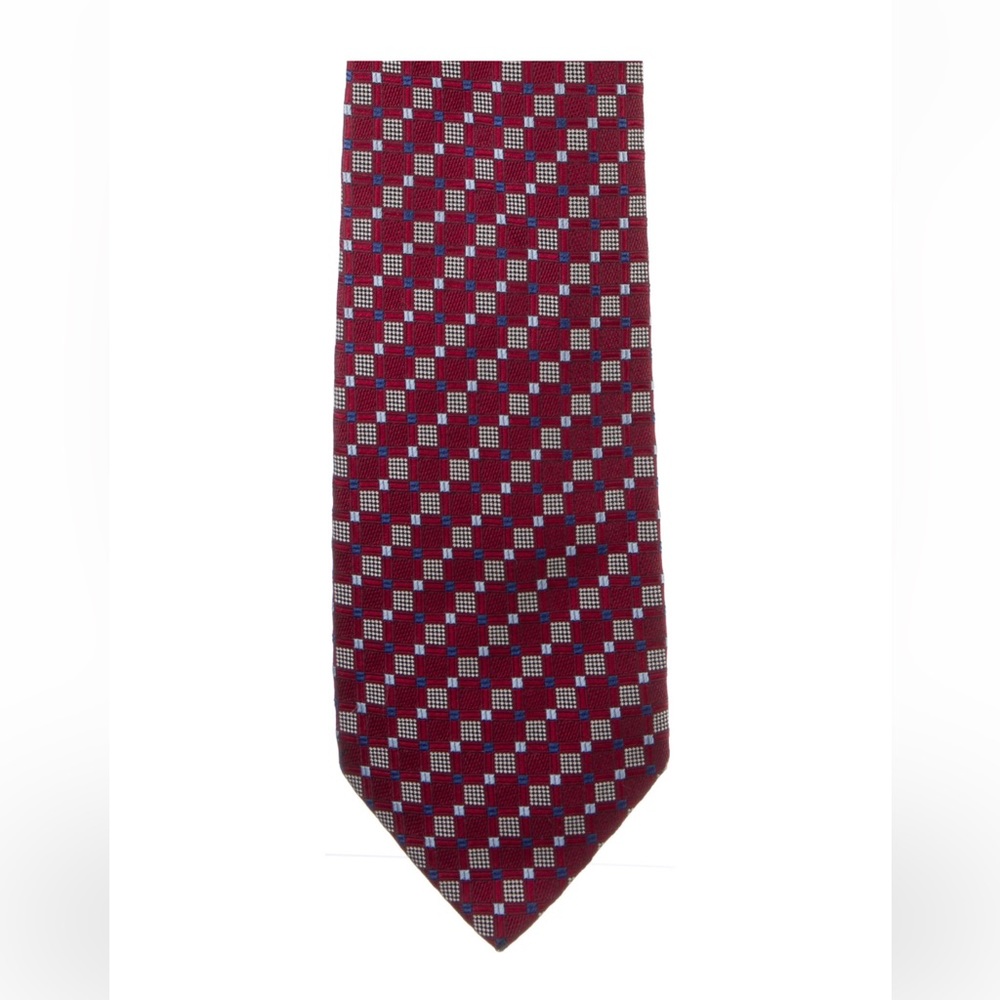 🌟 Men's Burgundy and Blue Patterned Silk Franck Namani Tie